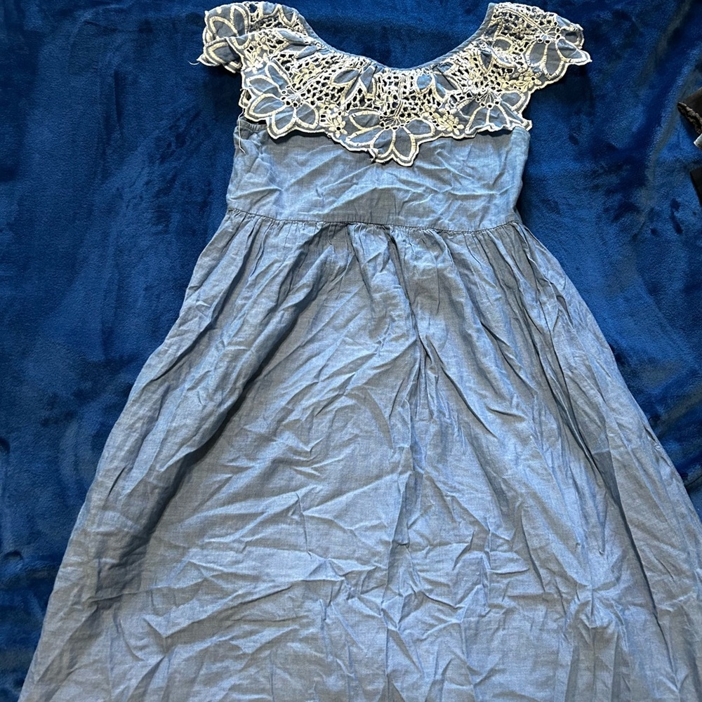 Zara Blue Lace Trim Kids Dress